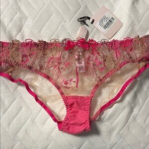 Agent provocateur pink gold Zuri brief tulle Panties sz 5 Xl